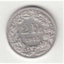 1945 - Svizzera Argento 2 Francs Silver Switzerland Standing Helvetia